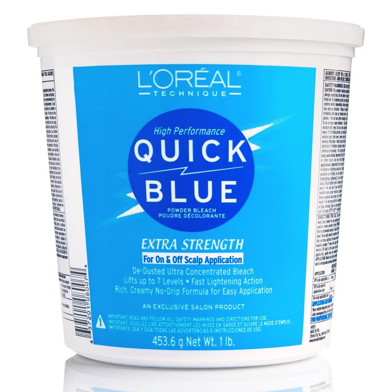 L'Oral Technique Quick Blue High Performance Bleach | Professional Hair Bleaching Powder | No Drip Formula | Extra Strength Lightening Action Lifts Up To 7 Levels | Single Application | 1 Pound