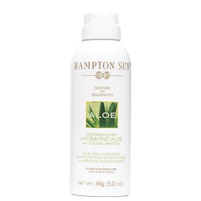 Hampton Sun Hydrating Aloe Continuous Mist, 5.0 oz. Soothing + Hydrating with Vitamin E Cooling Menthol for Quick, Long-Lasting Sunburn Relief Ultra-Fine Clear Mist Luxury After Sun Treatment