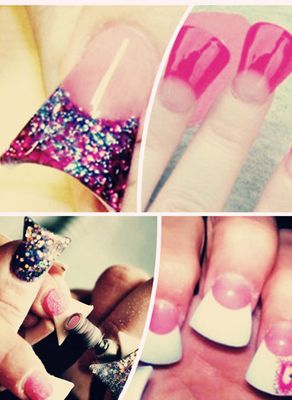 enForten 500 pcs Clear Crystal Duck Feet Style Duck Nail Tips Wide French False Nail Tips Acrylic Nail