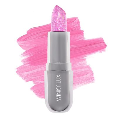Winky Lux Glitter Confetti Balm, pH Color Changing Lipstick, Vegan &amp; Cruelty Free Lip Balm, Hydrate &amp; Plump, Sheer Pink Lipstick With Lavender Confetti