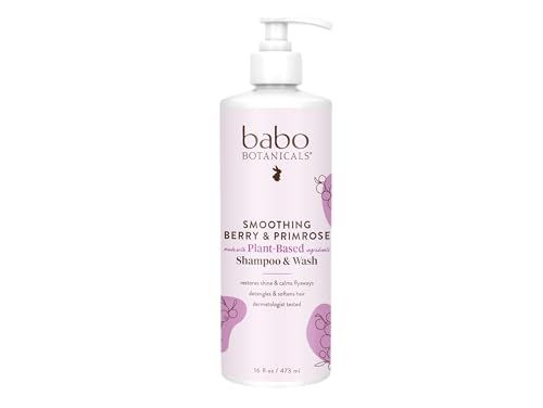 Babo Botanicals Smoothing Berry 2-in-1 Shampoo &amp; Wash - Detangling &amp; Nourishing - Eliminates Frizz &amp; Prevents Static - Evening Primrose Oil - For all ages - Light Berry Fragrance- Vegan