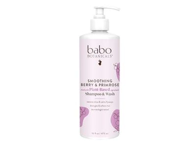 Babo Botanicals Smoothing Berry 2-in-1 Shampoo &amp; Wash - Detangling &amp; Nourishing - Eliminates Frizz &amp; Prevents Static - Evening Primrose Oil - For all ages - Light Berry Fragrance- Vegan