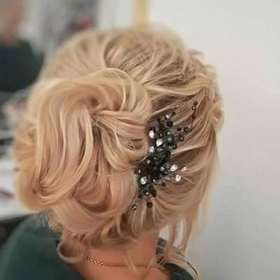 Unicra Bride Wedding Black Hair Pins Bridal Crystal Hair Piece Hair Accessories for Women and Girls (Pack of 2)