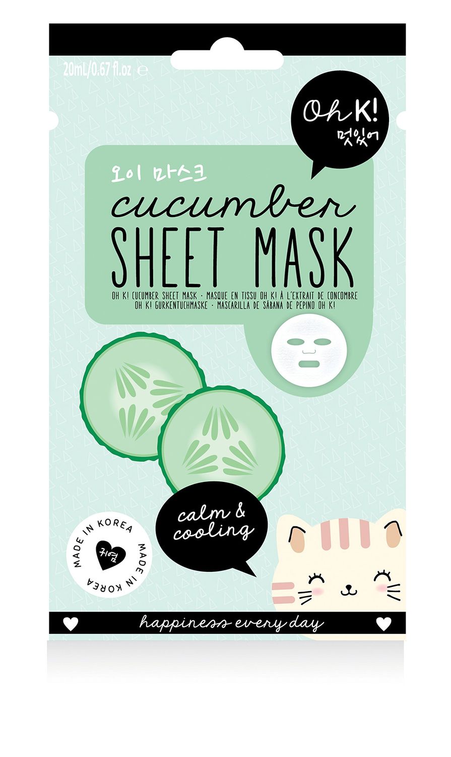 Oh K! Facial Sheet Mask, Cucumber
