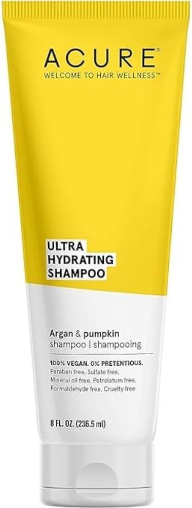 Acure Ultra Hydrating Shampoo 100% Vegan, Ultra Hydrating Moisture &amp; Omega Fatty Acids, , Yellow Argan Oil &amp; Pumpkin, 8 Fl Oz