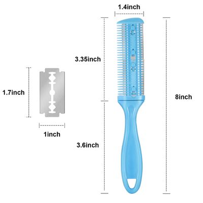 Hair Cutting Kit: Razor Comb, Double Edge Razors, Thinning Comb, and Scissors in White, Pink, Blue