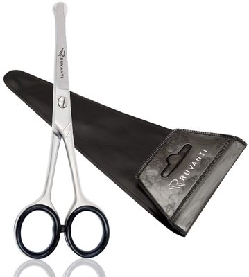 RUVANTI Round Headed Nose Hair Scissors/Safety Scissors for Kids &amp; Infants 5.2&quot; Stainless Steel Baby Scissors/Baby Nail Scissors.Facial Hair Scissors/Beard Trimming Scissor/Mustache Scissor.