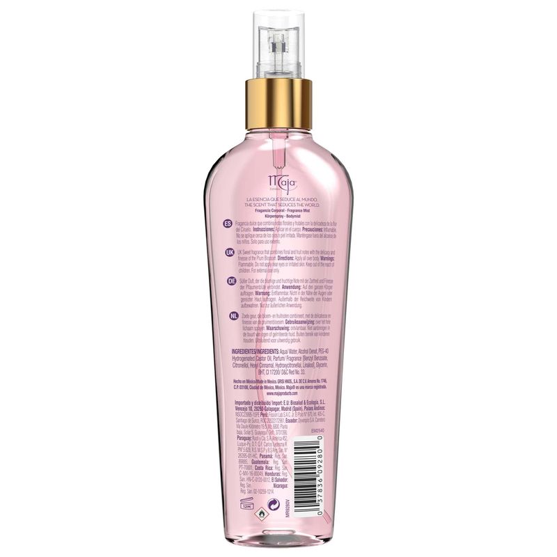 Maja Plum Blossom Perfumed Body Mist with Floral and Fruity notes to refresh yourself any time, Transparent Purple, 8.1 Fl Oz, Spray Bottle