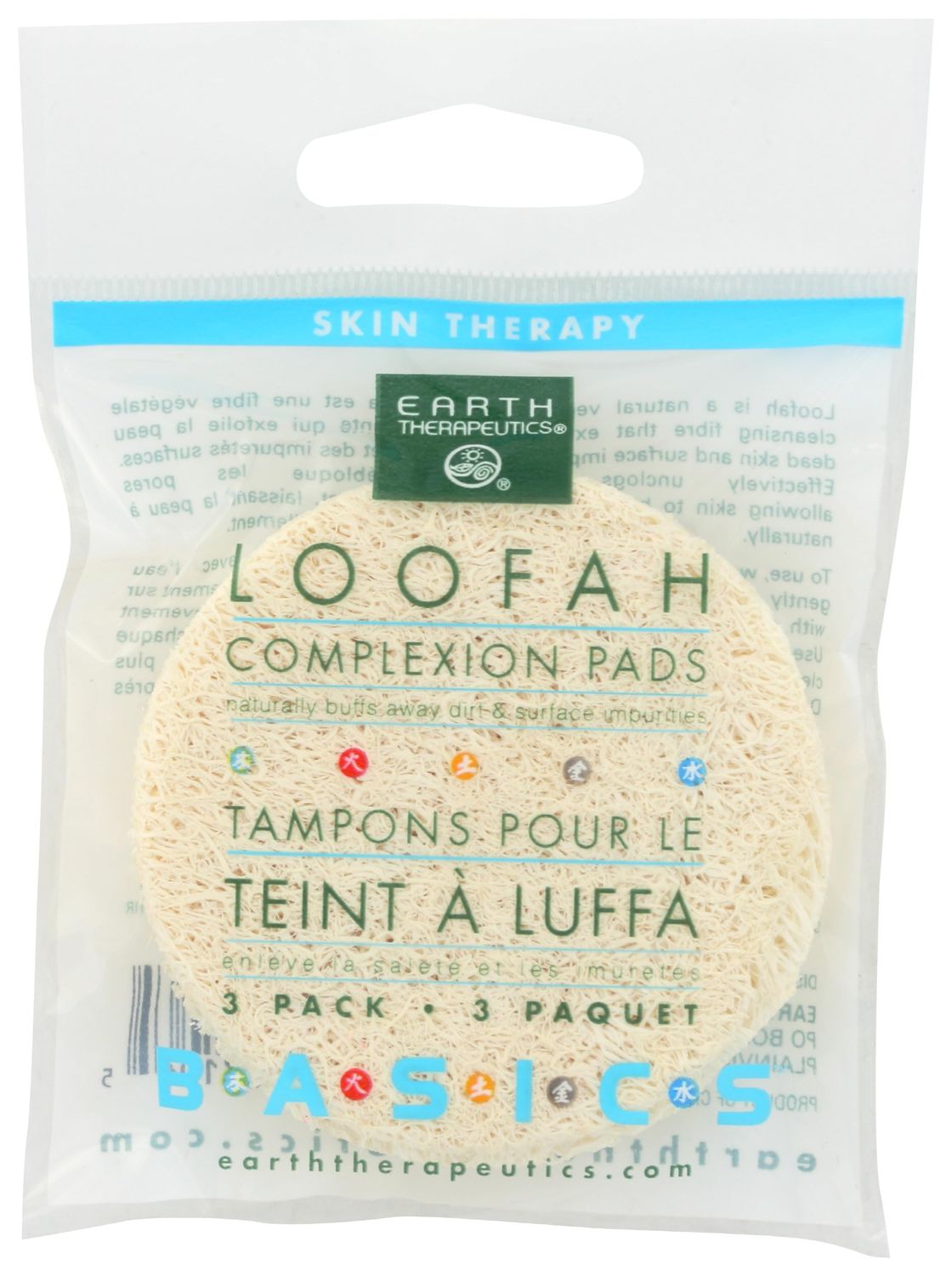 EARTH THERAPEUTICS Loofah Face Disc, 3 CT