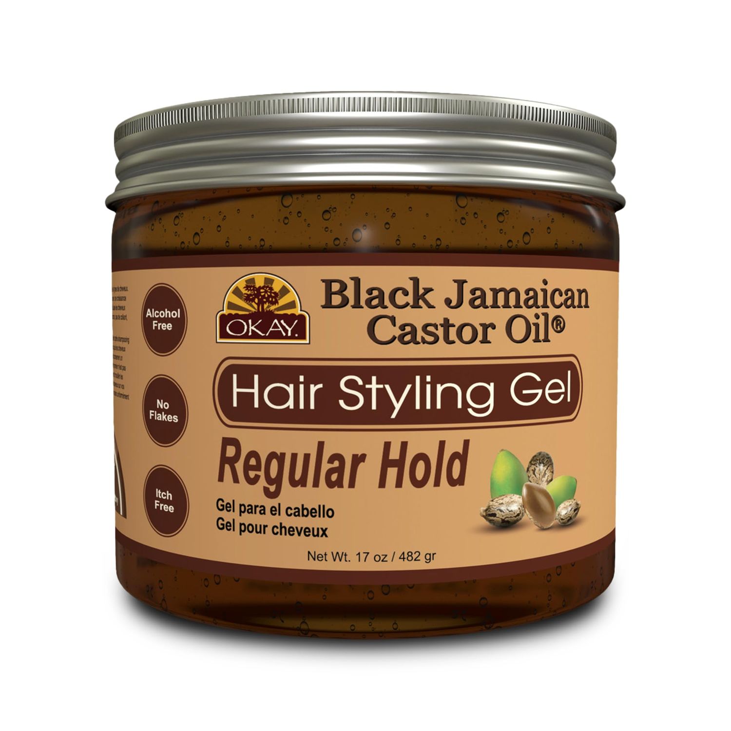 OKAY BLACK JAMAICAN HAIR STYLING GEL, REGULAR HOLD 17OZ