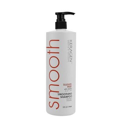 KERAGEN - Smoothing Shampoo with Keratin and Collagen for All Hair Types, Sulfate Free, 32 Oz - Moisturizes, Strengthens, Protects Color and Repair - Panthenol, Vitamins, and Jojoba Oil
