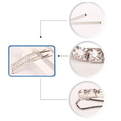 12 Pieces Rhinestone Bobby Pins, Silver Metal Hair Clips Diamond Bobby Pins Crystal Hair Pin for Prom Bridal Wedding Hair Accessories Gift Stocking Stuffers for Women Girls