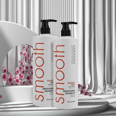 KERAGEN - Smoothing Shampoo with Keratin and Collagen for All Hair Types, Sulfate Free, 32 Oz - Moisturizes, Strengthens, Protects Color and Repair - Panthenol, Vitamins, and Jojoba Oil