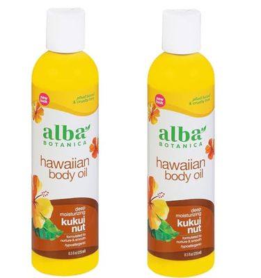 Alba Botanica Hawaiian Organic Body Oil - Kukui Nut - 8.5 Ounce (Pack of 2), &#39;Packaging may vary&#39;