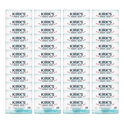 Kirk&#39;s Castile Bar Soap for Men, Women &amp; Children - Made with Premium Coconut Oil, Sensitive Skin Formula, Vegan, Non GMO, Fragrance Free, 4 oz. Bars, 48 Pack