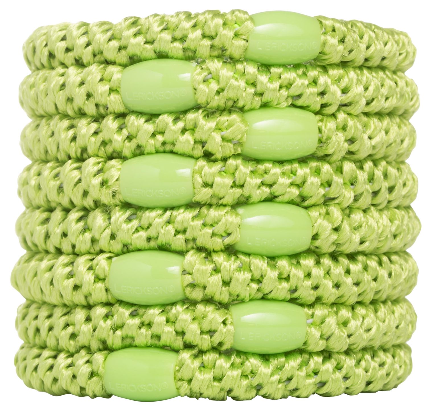 L. Erickson Grab &amp; Go Pony - Lime Green - 8 Pack Ponytail Holder Hair Ties