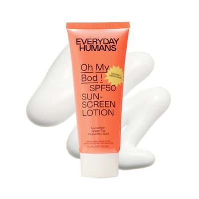 Everyday Humans Oh My Bod SPF50 Sunscreen Body Lotion 3.4 oz | Travel Ultra Light &amp; Invisible SPF | Sweat &amp; Water Resistant | Doesn&#39;t Sting Eyes | UVA/UVB Broad Spectrum Protection | Oxybenzone Free