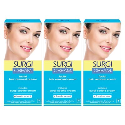 Surgi Wax Facial Hair Remover Cream, Hair Remover for Face, 1 Ounce Tubes (Pack of 3)