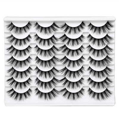 Newcally False Eyelashes Wispy Natural Cat Eye Lashes Faux Mink Lashes Fake Eyelashes Soft 3D Medium Length Light Volume 14 Pairs Pack