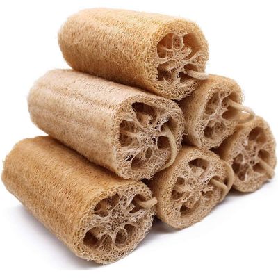 4&quot; Natural Loofah Sponge, Natural Exfoliating Bath Scrubber Shower Body Sponges for Men Women for Deep Cleaning, Pack of 6