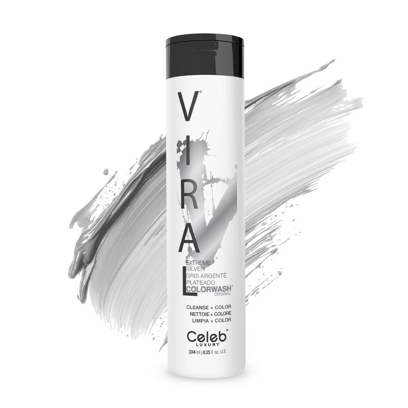Celeb Luxury Viral Colorwash, Professional Semi-Permanent Hair Color Depositing Shampoo, Extreme Silver