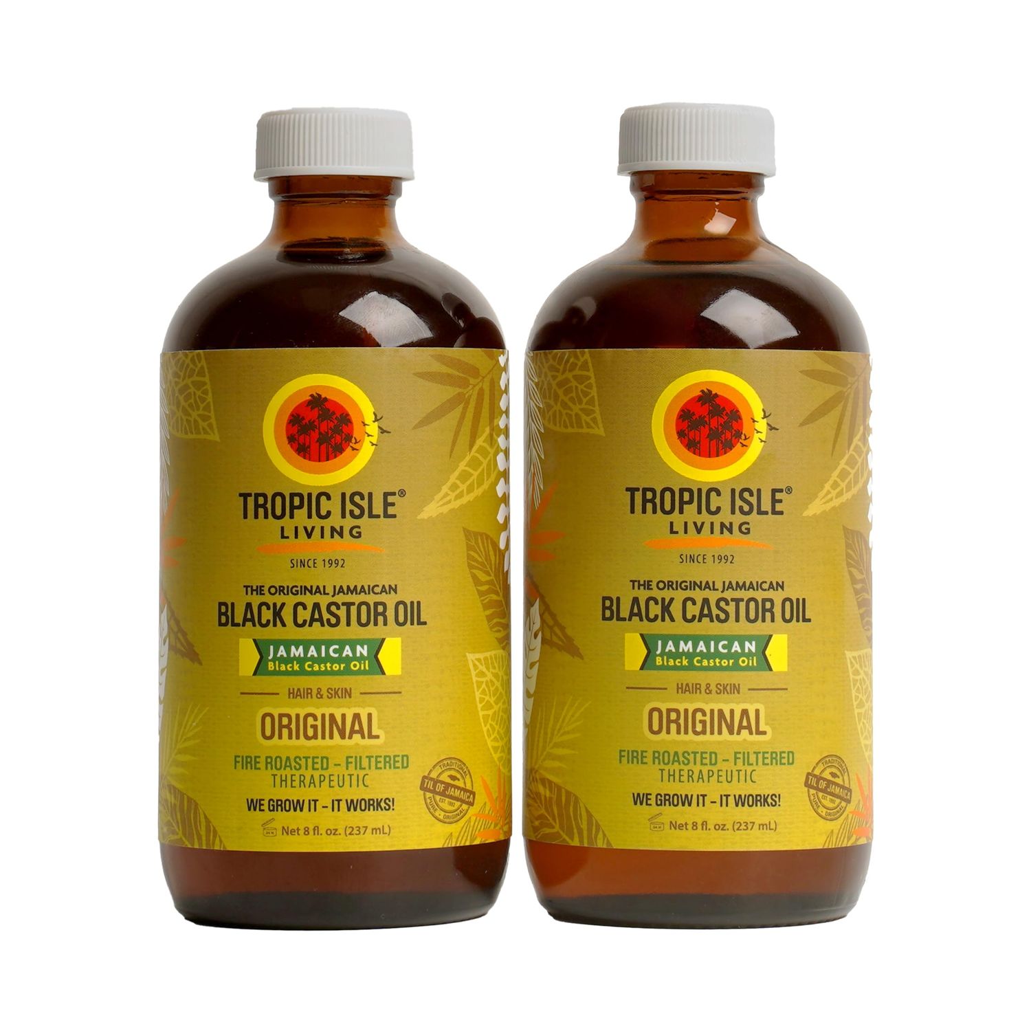 Tropic Isle Living- Jamaican Black Castor Oil-8oz Glass Bottle (2 Pack)