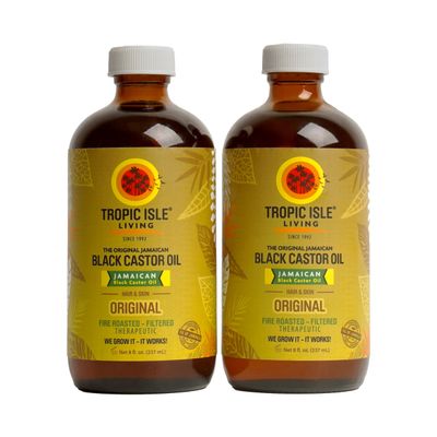 Tropic Isle Living- Jamaican Black Castor Oil-8oz Glass Bottle (2 Pack)