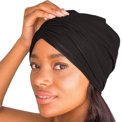 Kitsch Satin Lined Beanie - Silk Bonnet for Sleeping Women, Breathable Hair Cover for Sleeping, Stretchable Slouchy Beanie, Bonnets for Women, Hair Wrap, Reduce Breakage for Freez-Free Hairs - Black