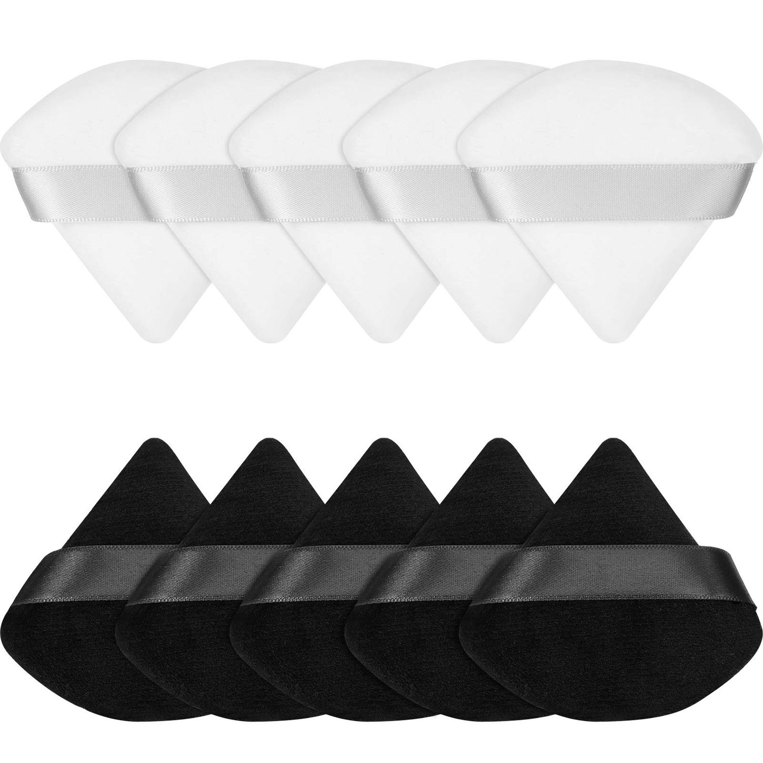 Maitys 10 Pcs Triangle Powder Puff Makeup Puffs Face Soft Velour Puff Beauty Setting Sponge for Loose, Foundation Blending, Blender Makeup Tool for Women Girl