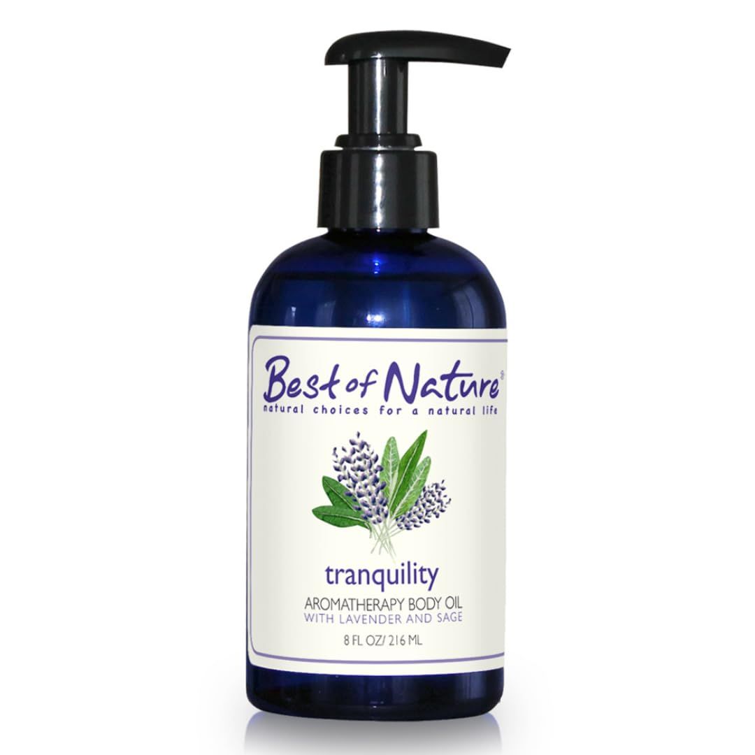 Best of Nature Tranquility Aromatherapy Massage &amp; Body Oil - Soothing Blend with Lavender, Sage, Rosewood &amp; Palmarosa, Ideal for Relaxing Massage or Daily Moisturizing - 8 fl oz