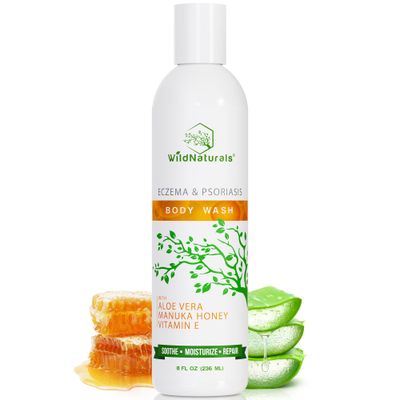 Wild Naturals Organic Body Wash - Moisturizing &amp; Exfoliating Wash for Sensitive, Dry, Itchy Skin - Hydrating Hypoallergenic Body Wash for Men &amp; Women
