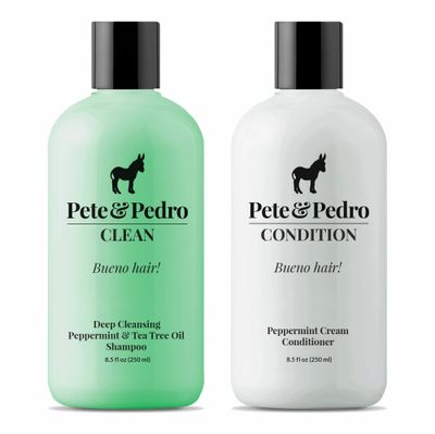 Pete &amp; Pedro CLEAN &amp; CONDITION SET, Tea Tree Oil Shampoo &amp; Peppermint Cream Conditioner Haircare Kit | Deep Cleansing &amp; Conditioning, Dandruff Repair For Men &amp; Women | Seen on Shark Tank, 8.5 oz Each