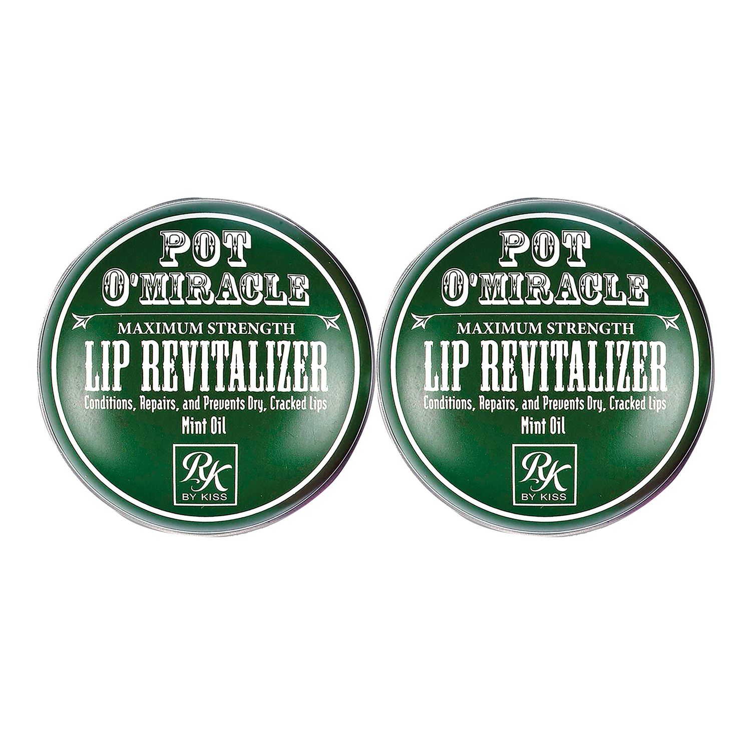 Ruby Kisses Pot O&#39; Miracle Maximum Strength, Mint Oil (Lip Revitalizer, 2 Pack)