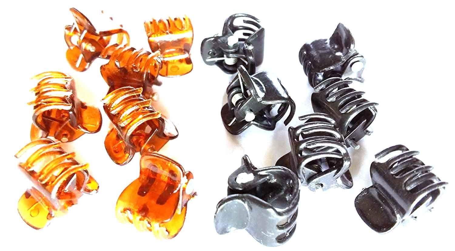 20 Pcs Black and Brown Small Mini Hair Snap Claw Clip Size width 10 Mm