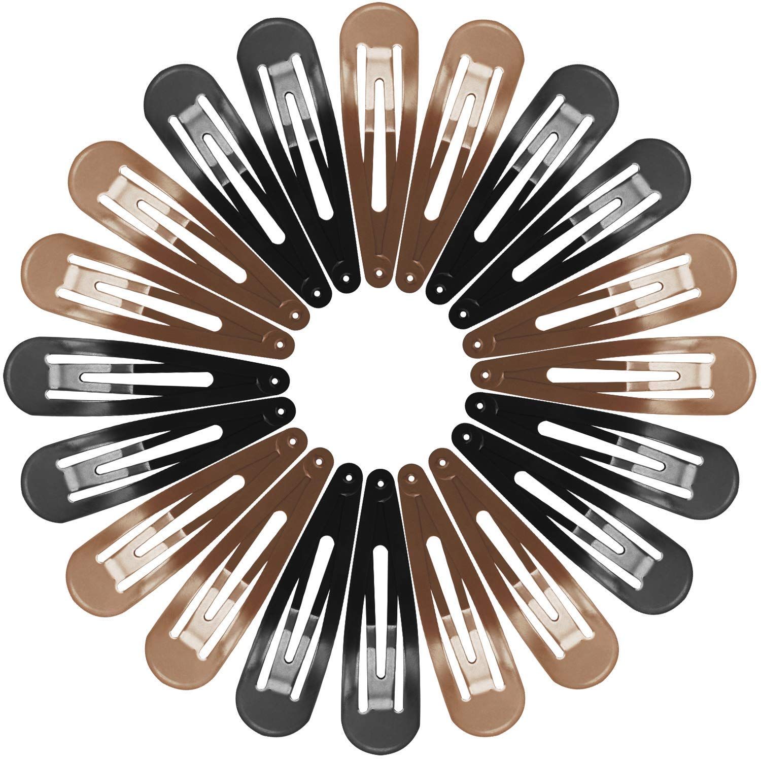 Women Hair Clips, Funtopia 40 Pcs 7cm / 2.8 Inch Long No Slip Metal Hair Clips Large Snap Hair Clips Barrettes Hairpins for Thick Hair (Brown, Black)