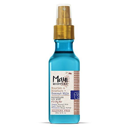 OGX Nourish &amp; Moisture + Coconut Milk Weightless Oil Mist, Leave-In Spray Treatment to Help Defrizz, Hydrate &amp; Replenish Curly Hair, Vegan, Silicone &amp; Paraben-Free, 4.2 fl oz