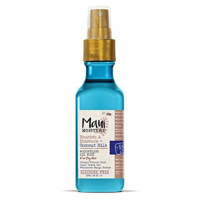 OGX Nourish &amp; Moisture + Coconut Milk Weightless Oil Mist, Leave-In Spray Treatment to Help Defrizz, Hydrate &amp; Replenish Curly Hair, Vegan, Silicone &amp; Paraben-Free, 4.2 fl oz