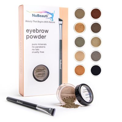 Natural Eyebrow Powder Eyebrow Kit - Mica Brow Powder Eyebrow Makeup Kit with Professional Angled Eyebrow Brush - 10 Natural Shades - No Parabens or Chemicals - Eyebrow Shaper Kit by NuBeauti