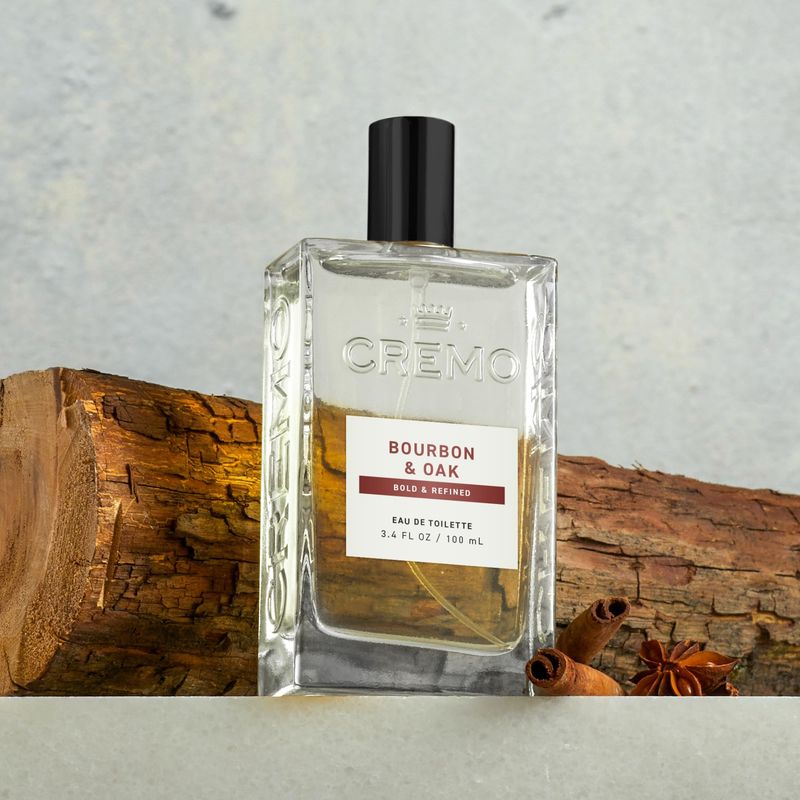 Cremo Cologne for Men - Bourbon &amp; Oak Mens Cologne Spray - A Sophisticated Blend of Distillers Spice, Fine Bourbon and White Oak, Fragrances For Men, 3.4 Fl Oz