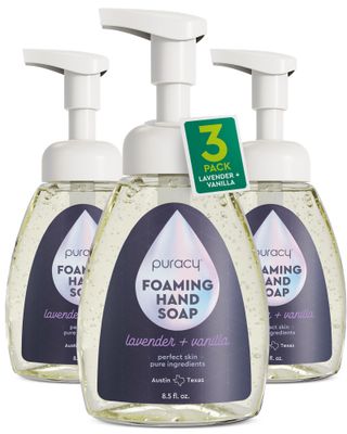 Puracy Foaming Hand Soap - Plant-Powered Natural Hand Soap As Seen on TikTok, Non-Toxic, Sulfate-Free Liquid Soap, Moisturizing Foam Handwash Liquid (Lavender &amp; Vanilla, 12 fl oz, 3-Pack)