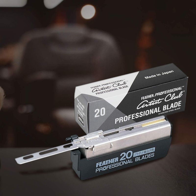 Feather Artist Club Professional Single Edge Razor Blades - (200 Count) - Single Straight Edge Razor Blade Refills for Shaving With Straight Edge Razors - For Men &amp; Barbers - Made in Japan