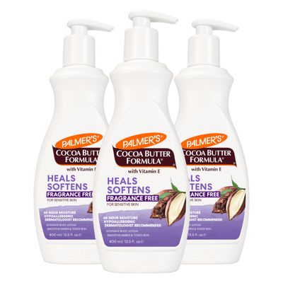Palmer&#39;s Cocoa Butter Formula Fragrance Free Lotion Pump Bottle, 13.5 Fl.oz (Pack of 3)