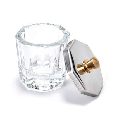 KADS Glass Bowl, 3.9 oz, Crystal Clear, Acrylic Nail Art Equipment Mixing Bowl with Lid, Dishwasher Safe, for Salon or Personal Use