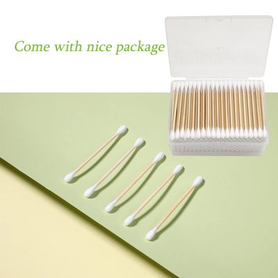 Bamboo Cotton Swabs 1000 Count|Double Round Biodegradable Cotton Buds|5 packs of 200ct