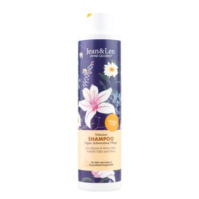 Jean &amp; Len Volume Shampoo Bamboo &amp; Lily, for thin and fine hair, gives fullness and shine, flower fragrance, without parabens and silicones, vegan, 10.14 Fl. Oz.