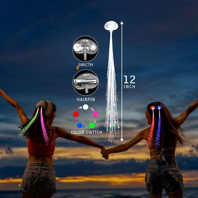 30 Pack LED Lights Hair Light-Up Fiber Optic LED Hair Barrettes Extensions Light Flashing Fiber Optic Hair Braid Barrettes Hair Clips for 4th of July Party Favors Festival Party Bar Concert