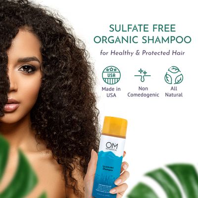 OM Botanical Ayurvedic Organic Shampoo with Soapnut, Shikakai, Fenugreak, Neem | Sulfate Free Shampoo. Prevent Hair Loss, Color Safe Natural Vegan Hair Cleanser for Men, Women.