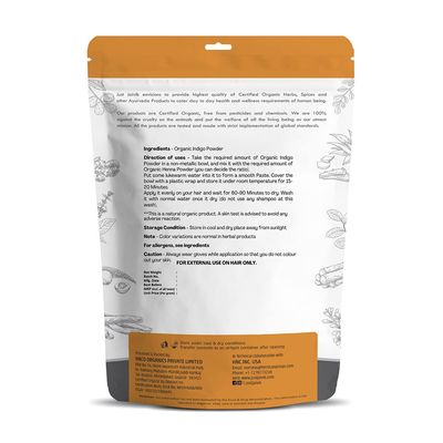 Just Jaivik 100% Organic Indigo Powder - 227 gms / 1/2 LB Pound / 08 Oz - Indigofera Tinctoria- A 100% Organic Hair Dye - Color your hair dark brown to black with Henna