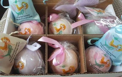 SPA PURE MERMAID BATH BOMBS - WITH GLITTER SURPRISES, 6 MERMAID SPLASH Bubble Bath Fizzy Gift Set, 6 XL USA Made, Perfect Bubble Bath, Handmade, Birthday Gift idea for Girls, Spa Party
