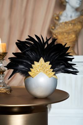 BABEYOND Carnival Feather Headpiece Showgirl Headband Women's Feather Pageant Headband 1920s Flapper Headband (Gold Crystal)